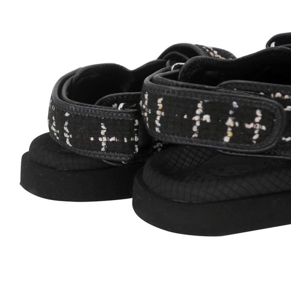 Chanel Cc Strap 38 Quilted Diamond Crystal Canvas Dad Sandals CC-0602N-0007 - Picture 8 of 10